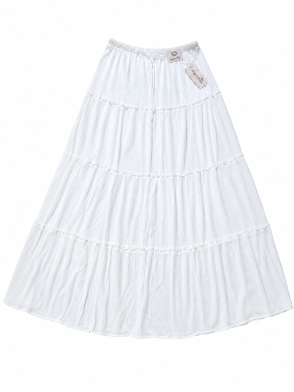 Sugar Kiss White Tiered  Romantic Women Maxi Skirt Size Large Boho Cottagecore. - Picture 2 of 4